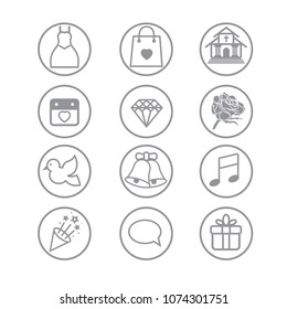 Outline web icon set - wedding