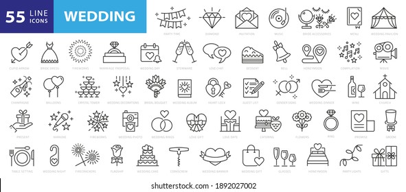 Outline web icon set - wedding