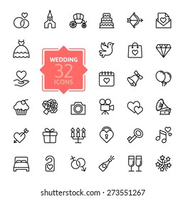 Outline web icon set - wedding