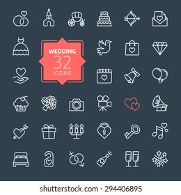 Outline web icon set - wedding