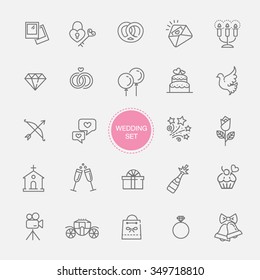 Outline web icon set wedding