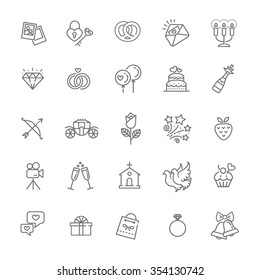 Outline web icon set wedding