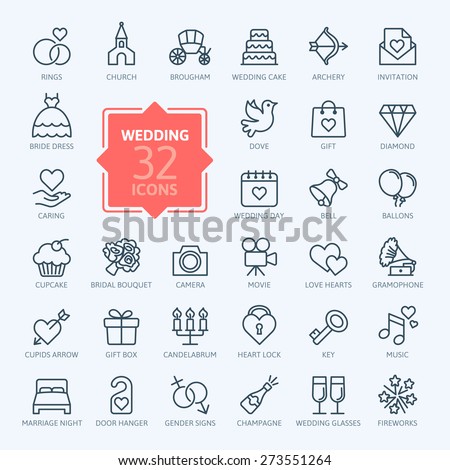 Outline web icon set - wedding