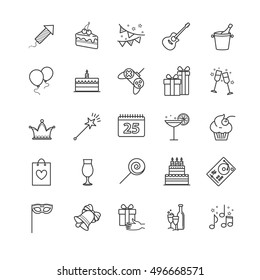 Outline web icons - party, birthday, holidays for your design