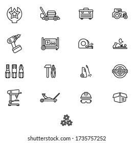 Outline web icons set - building, construction and home repair tools