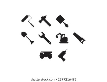 Outline web icons set - building, construction and home repair tools. Construction Icons Set on White Background. Vector illustration. Architecture Icons Set.  
