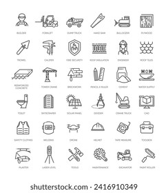 Outline web icons set - building, construction and home repair tools