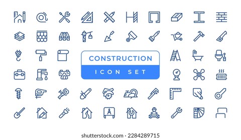 Outline web icons set - construction, home repair tools. Thin line web icons collection. Simple vector illustration