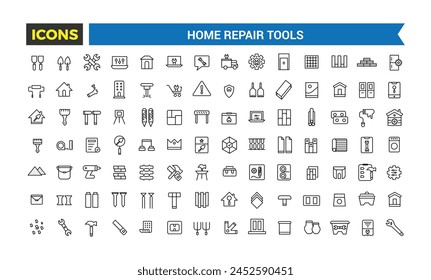 Outline Web Icons Set - Construction, Home Repair Tools, Thin Line Web Icons Collection, Vector Illustration