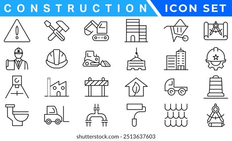 Outline web icons set - construction, home repair tools. Thin line web icons collection. Simple vector illustration