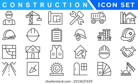 Outline web icons set - construction, home repair tools. Thin line web icons collection. Simple vector illustration