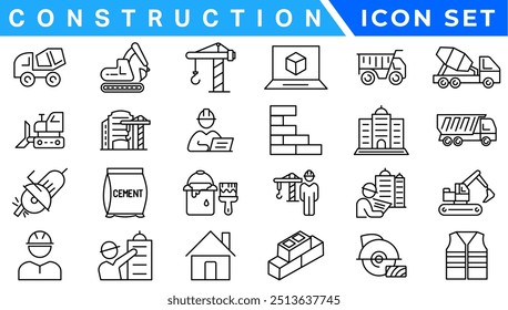 Outline web icons set - construction, home repair tools. Thin line web icons collection. Simple vector illustration