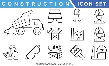 Outline web icons set - construction, home repair tools. Thin line web icons collection. Simple vector illustration