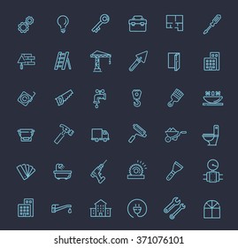 Outline web icons set - construction, home repair tools