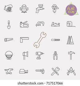 Outline web icons set - construction, home repair tools