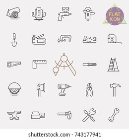 Outline web icons set - construction, home repair tools