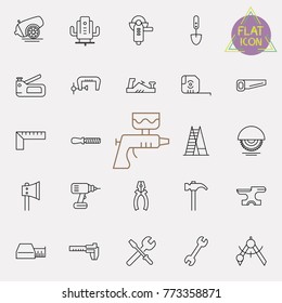 Outline web icons set - construction, home repair tools