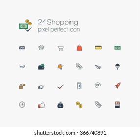 Outline web icons set - E-commerce, shopping