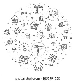 Outline web icons set - Real Estate