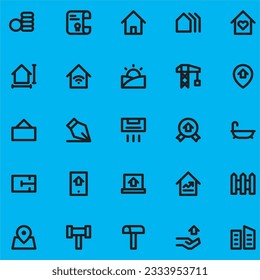 Outline web icons set - Real Estate. Real Estate vector icons for user interface design