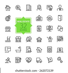 Outline web icons set - Real Estate - Shutterstock ID 262072139