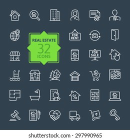 Outline web icons set - Real Estate 