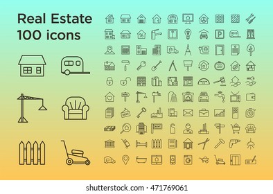Outline web icons set - Real Estate