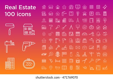 Outline web icons set - Real Estate