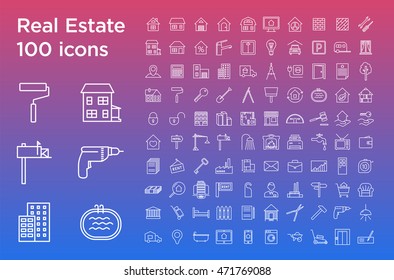 Outline web icons set - Real Estate