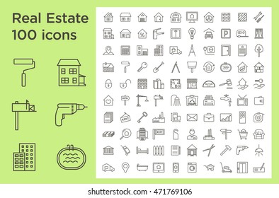 Outline web icons set - Real Estate