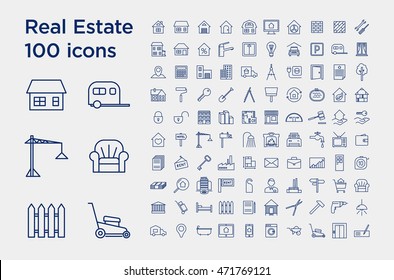 Outline web icons set - Real Estate