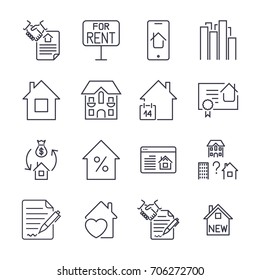 Outline Web Icons Set - Real Estate. Icon Set With Editable Stroke