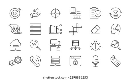 Outline web icons set - Search Engine Optimization. Thin line web icon collection. Simple vector illustration.
