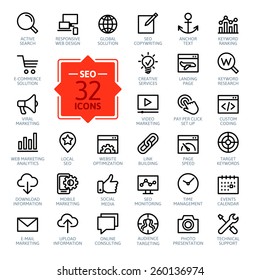 Outline web icons set - Search Engine Optimization 