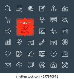 Outline web icons set - Search Engine Optimization