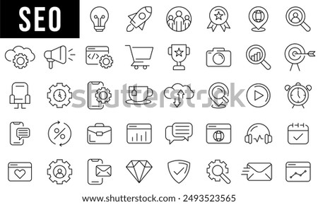 Outline web icons set - Search Engine Optimization. Thin line web icon collection. Simple vector illustration.	