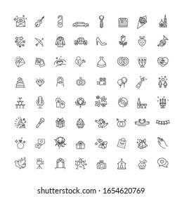 Outline web line vector icon set wedding