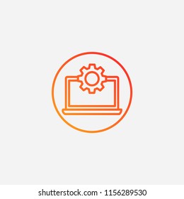 Outline web management icon,gradient illustration,vector digital sign symbol