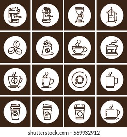 Outline web  mono symbol  vector  icon set  - ( drink , coffee machine, tea, alcohol )