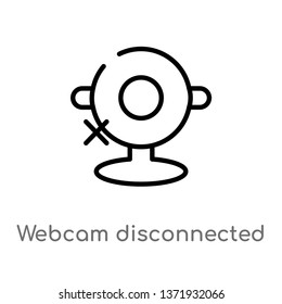 outline webcam disconnected vector icon. isolated black simple line element illustration from computer concept. editable vector stroke webcam disconnected icon on white background