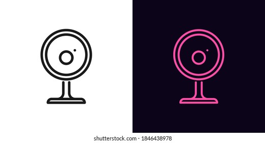 Icono de la cámara web de esquema. Signo de cámara de Internet lineal, cámara web aislada con trazo editable. Dispositivo de vídeo y gadget informático. Icono del vector, signo, símbolo para diseño de interfaz y gráfico de movimiento
