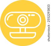 The outline webcam icon is located inside a yellow circle