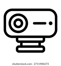 Video Esquema del icono de la cámara web para grabar, transmitir y capturar en línea.