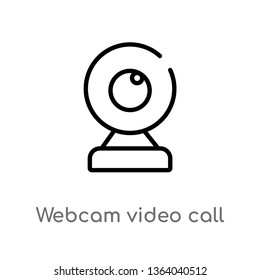 outline webcam video call vector icon. isolated black simple line element illustration from music and media concept. editable vector stroke webcam video call icon on white background