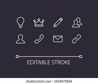 Outline website icon set isolated on a dark background for web site design, logo, app, UI. Editable stroke. Vector illustration. Linear line style. EPS10