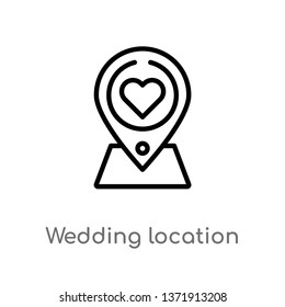 outline wedding location vector icon. isolated black simple line element illustration from birthday party and wedding concept. editable vector stroke wedding location icon on white background