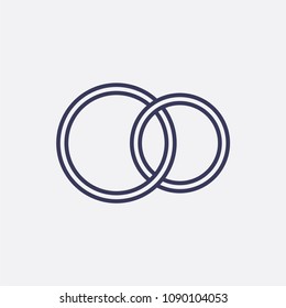 Outline wedding rings icon illustration,vector love sign,married symbol