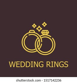 Outline wedding rings vector icon. Wedding rings illustration for web, mobile apps, design. Wedding rings vector symbol.