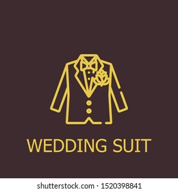 Outline wedding suit vector icon. Wedding suit illustration for web, mobile apps, design. Wedding suit vector symbol.