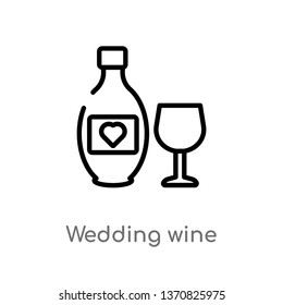 outline wedding wine vector icon. isolated black simple line element illustration from birthday party and wedding concept. editable vector stroke wedding wine icon on white background